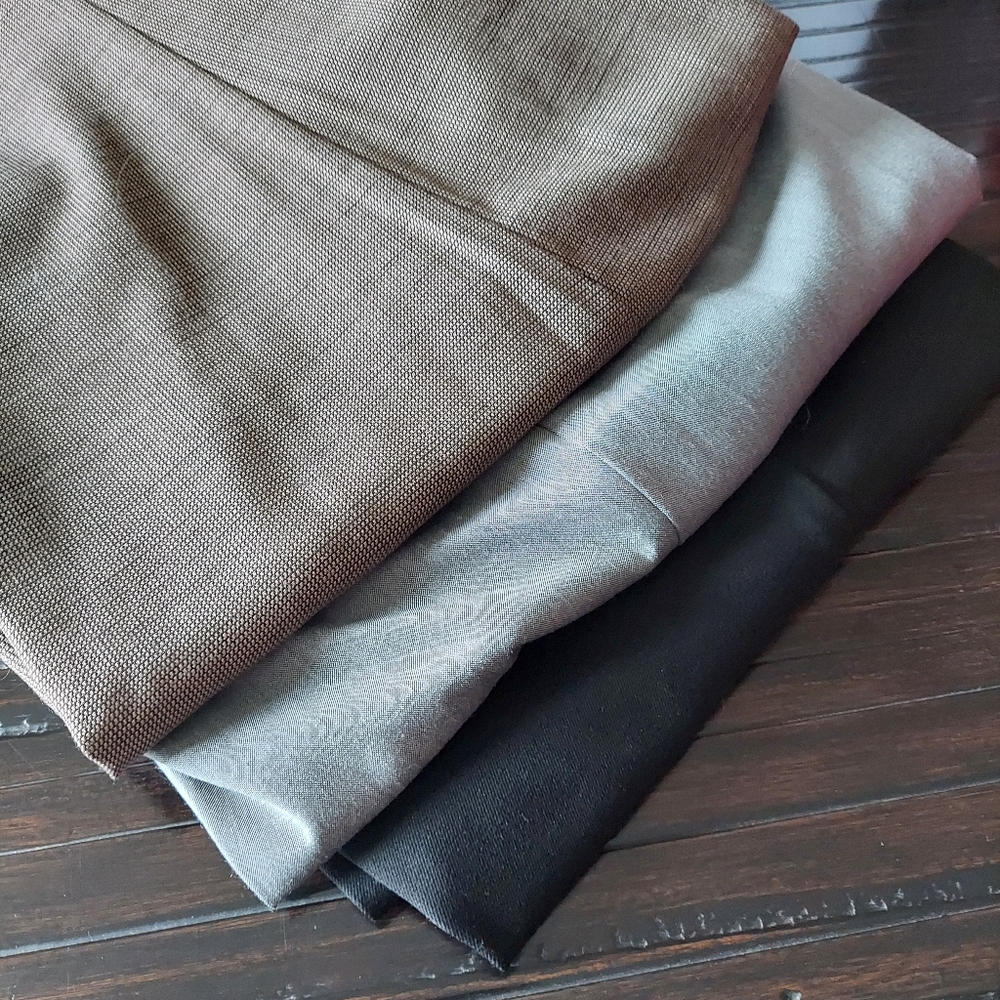 3 pairs of Express Size 8R Dressy/Work Pants. Never Worn. Gray, Black and Brown